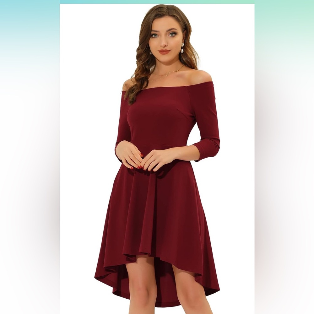 Allegra K red Off the Shoulder Dress